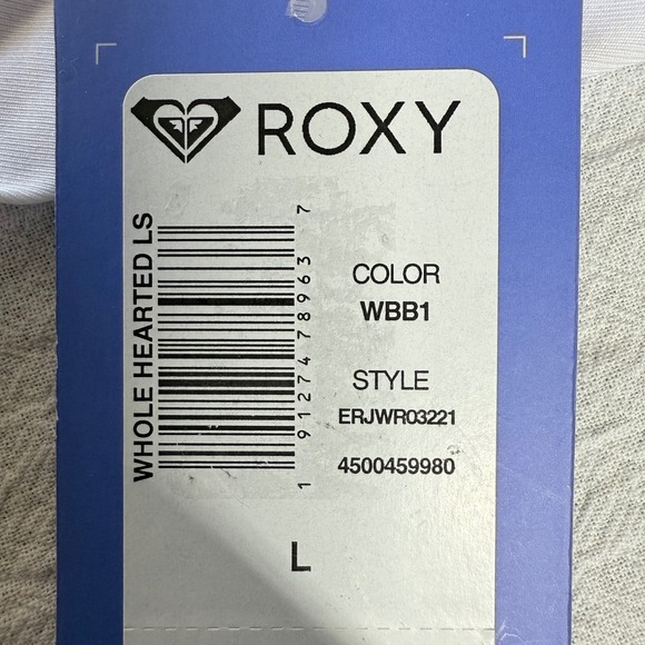 Roxy Rashguard Women Large Long Sleeve UPF 50 Swim Shirt White ERJWR03221 - Picture 6 of 14